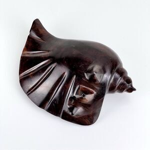 Ironwood Wood Conch Sea Shell Hand Carved Seashell Nautical Décor Sculpture